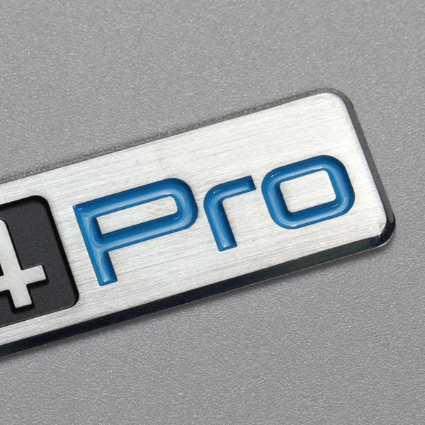 Custom High Glossy Silver Logo With Edges Embossed 3D Brushed Electroforming Nickel Metal Label for Motor